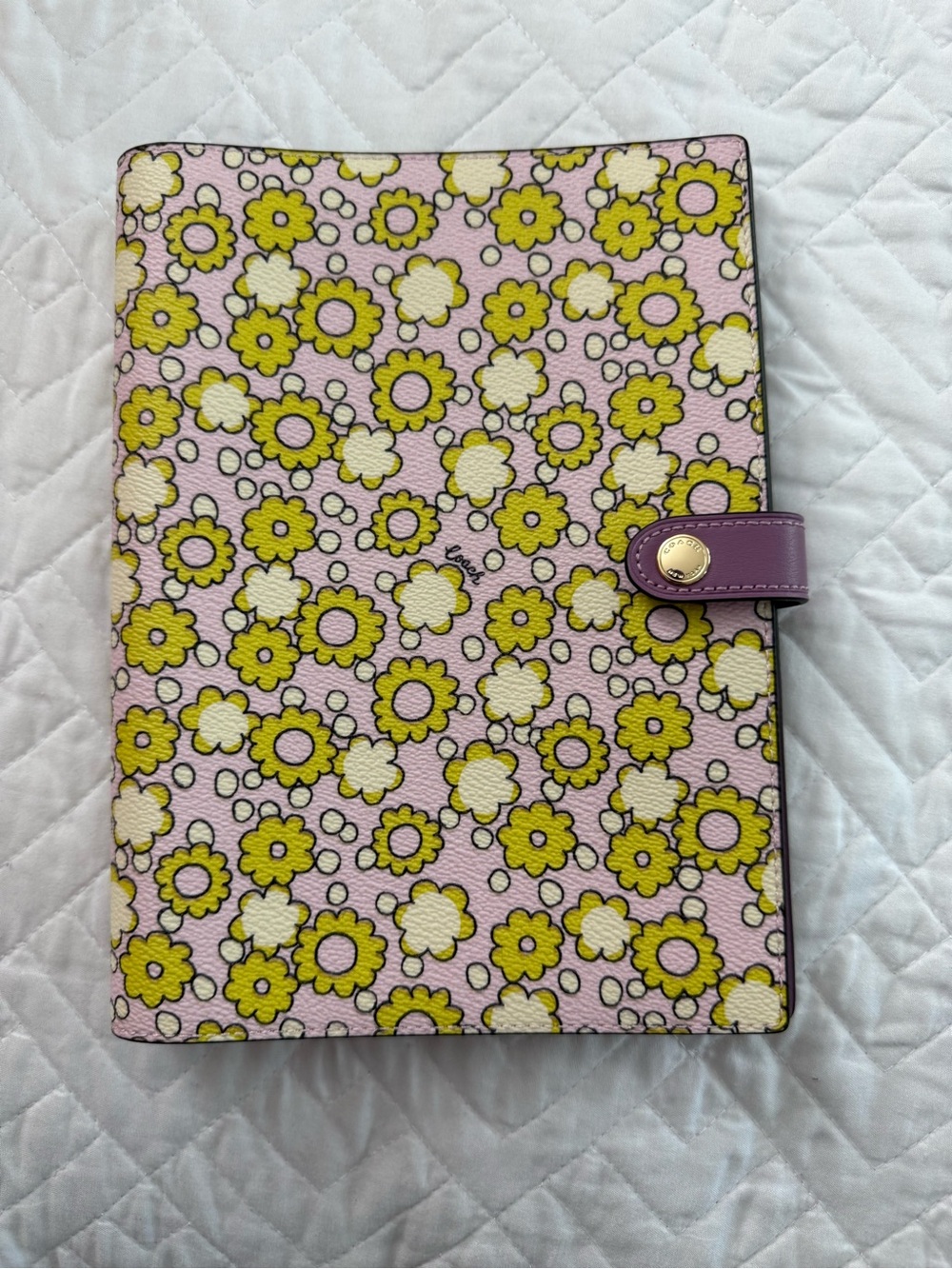 Coach Notebook Cover in Signature Canvas with Floral Print